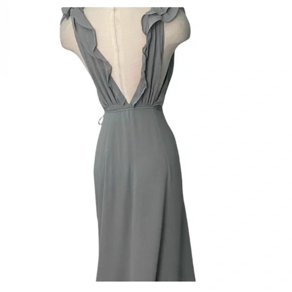Reformation Elegant Gray Ruffle Maxi Dress - Picture 3 of 7